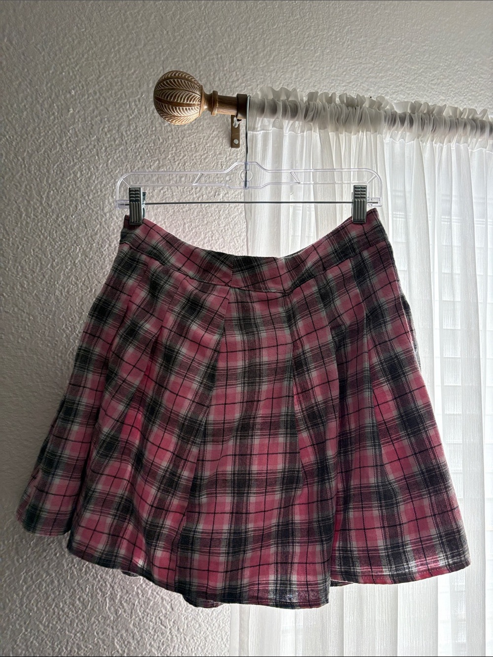 Pink Plaid A-Line Mini Skirt